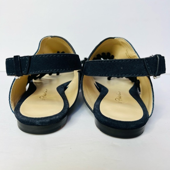 3.1 Phillip Lim Martini Fringe Denim Suede Blue Black Slingback Sandals - 36 / 6 - Picture 8 of 8